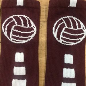 Mad Sport Stuff 2 Pairs Maroon & White Volleyball Socks